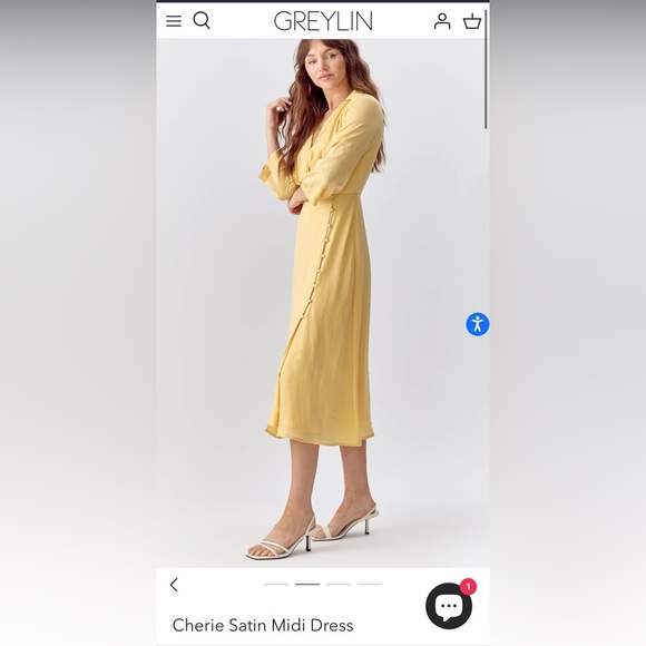 Cherie Satin Midi Dress, size Medium - Picture 2 of 5